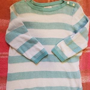 croft & barrow Mint Green and White Striped Crewneck Sweater